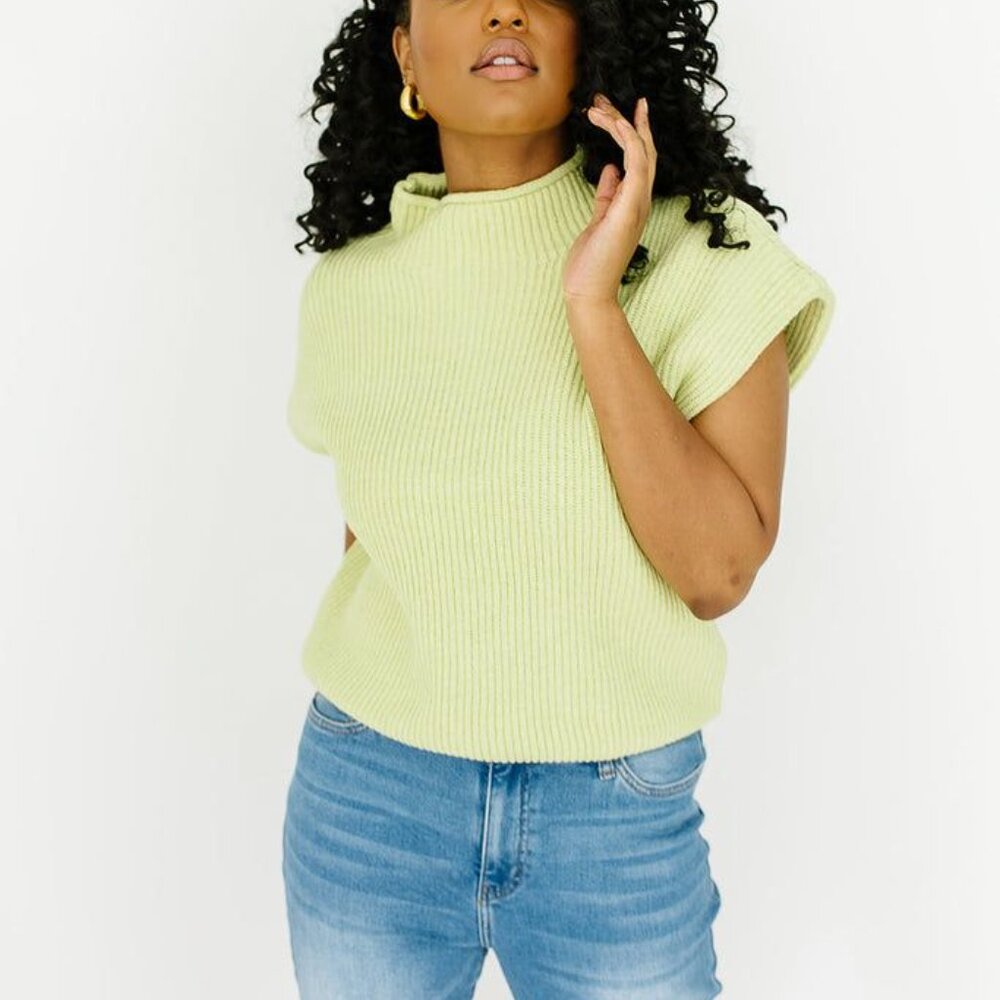 LE LIS Collection Pastel Green Ribbed Sweater Top - Size S